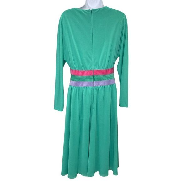 Vintage 70’s Jerry Silverman by Saulino Midi Dress Size Medium Green - Picture 2 of 7